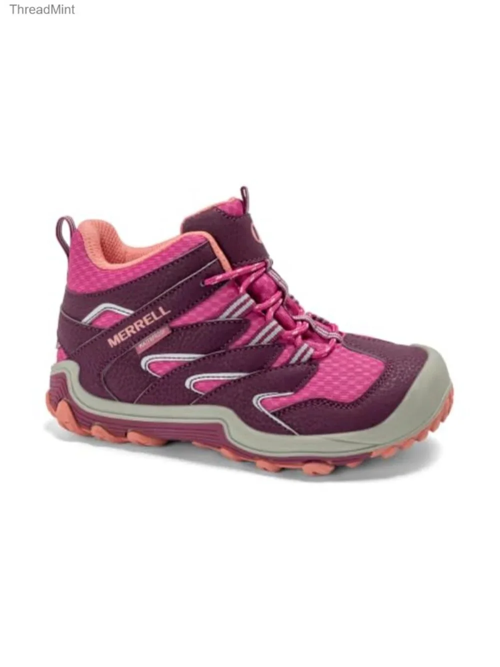 Girls Waterproof Hiking Boots Suede Mesh Hook-and-Loop